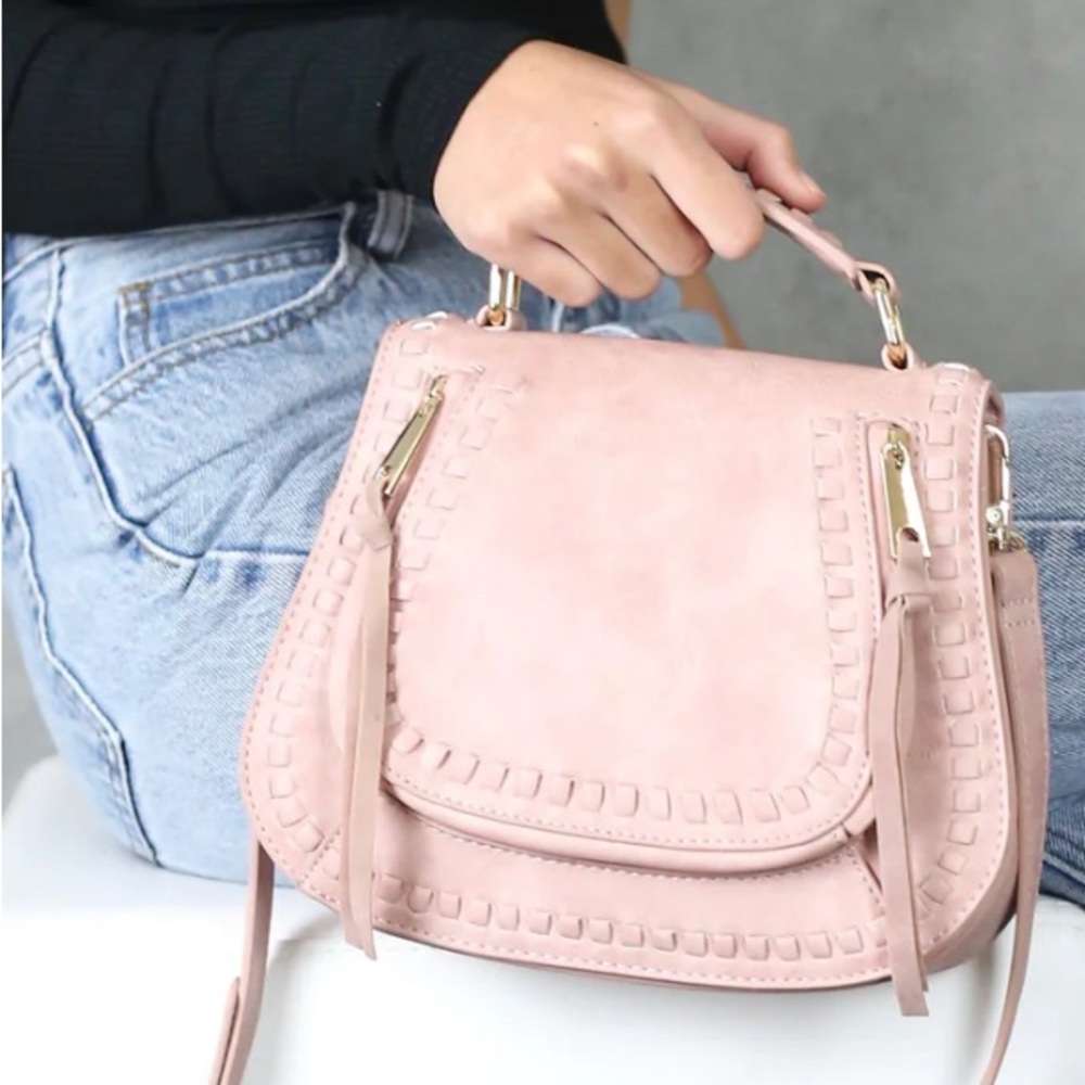 Urban Expressions Khloe Woven Vegan Leather Convertible Flap Crossbody Bag